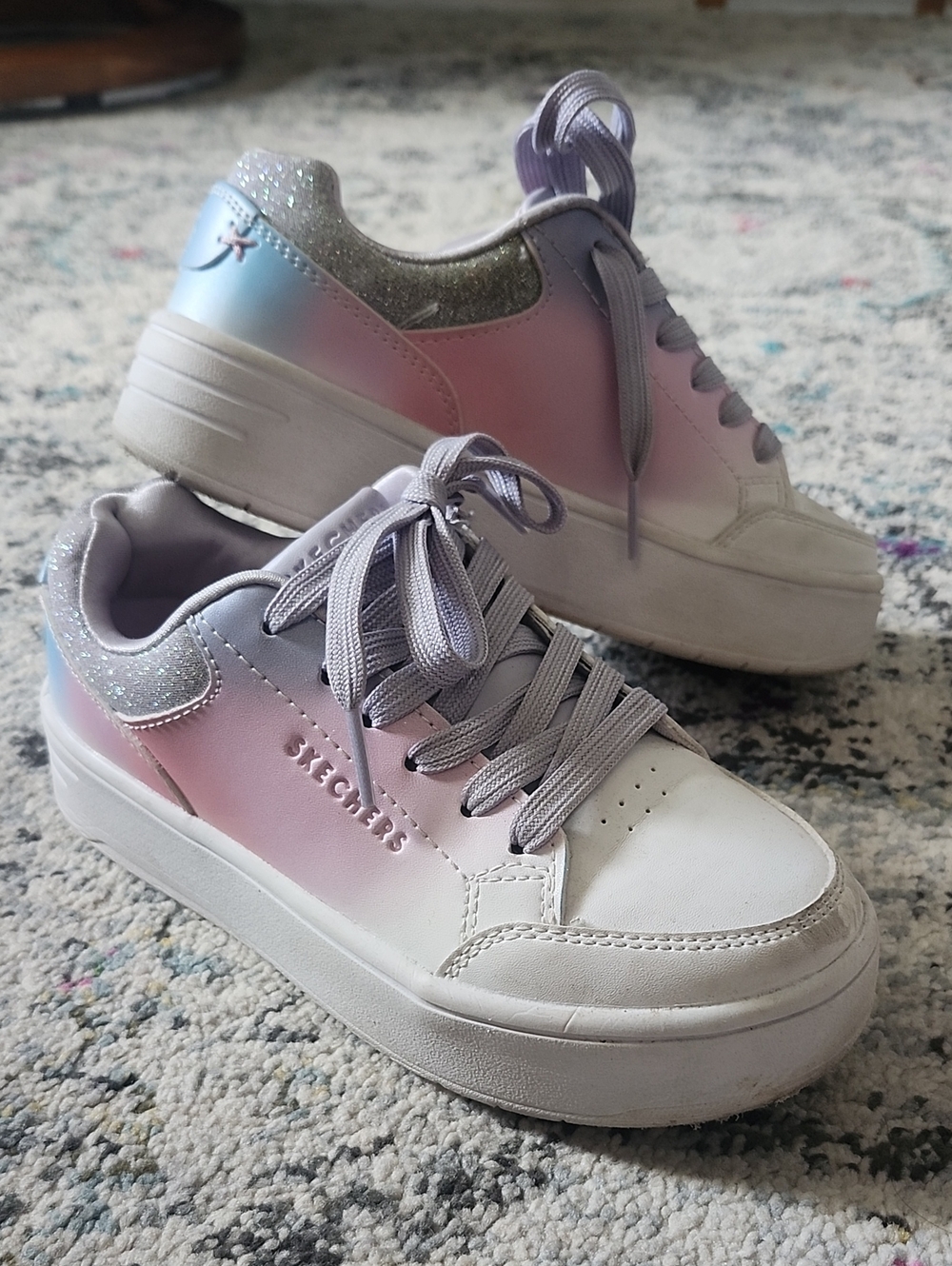Skechers Kids Lavender Pink Ombre Oasus Glitter Sneakers